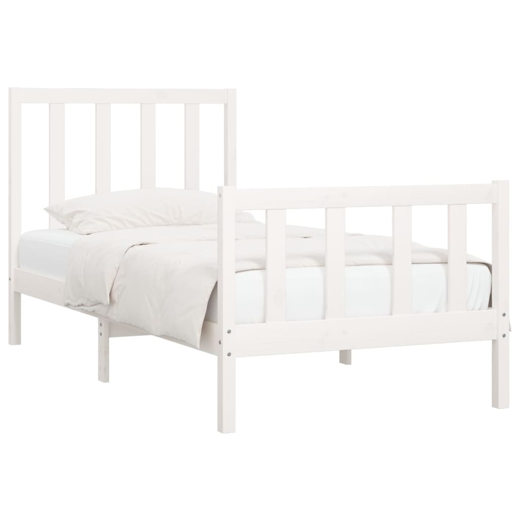 vidaXL Bed Frame Solid Wood White 75x190 cm
