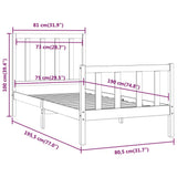vidaXL Bed Frame Solid Wood White 75x190 cm