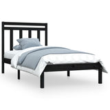 vidaXL Bed frame solid wood black 75x190 cm