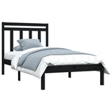vidaXL Bed frame solid wood black 75x190 cm