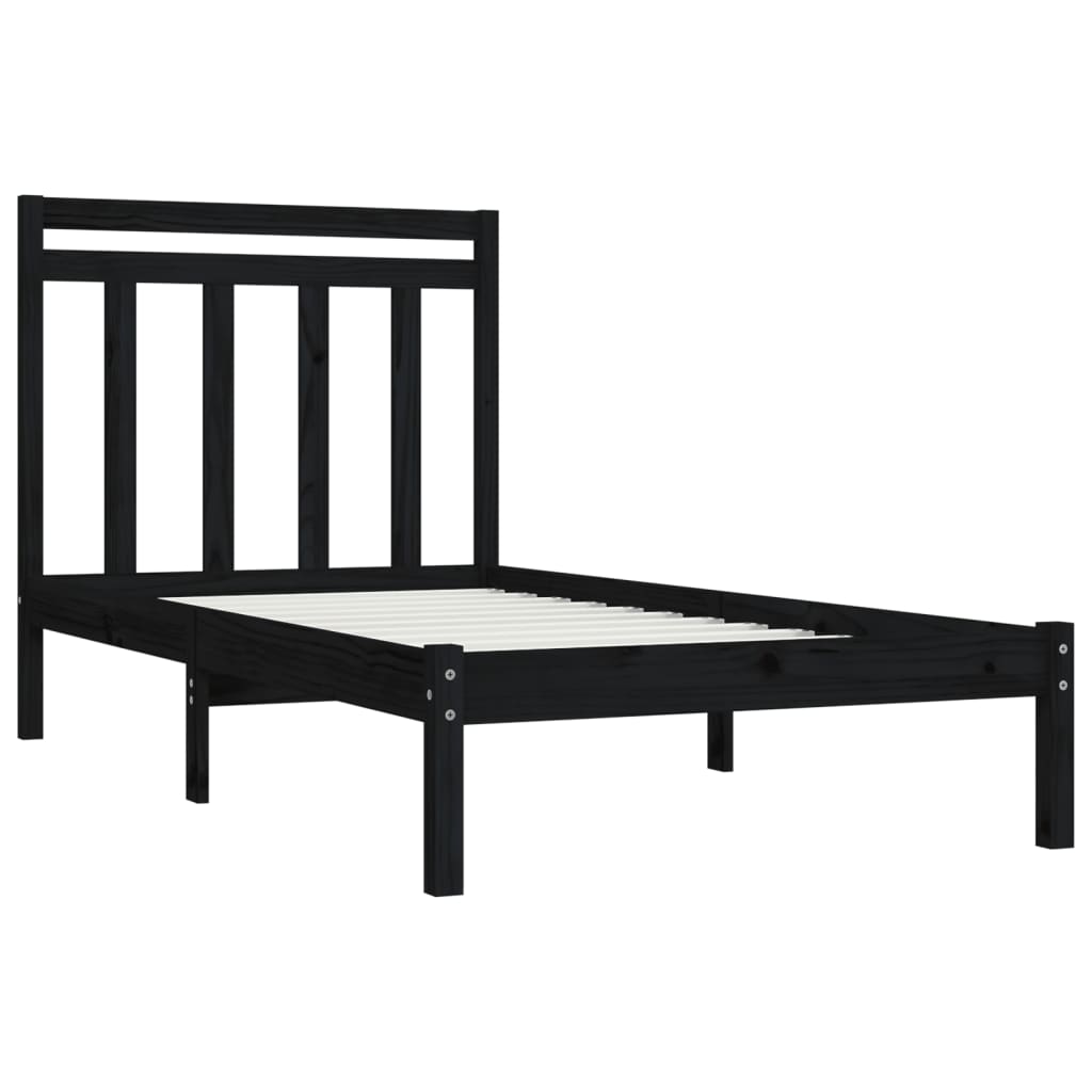 vidaXL Bed frame solid wood black 75x190 cm