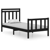 vidaXL Bed frame solid wood black 75x190 cm