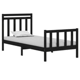 vidaXL Bed frame solid wood black 75x190 cm