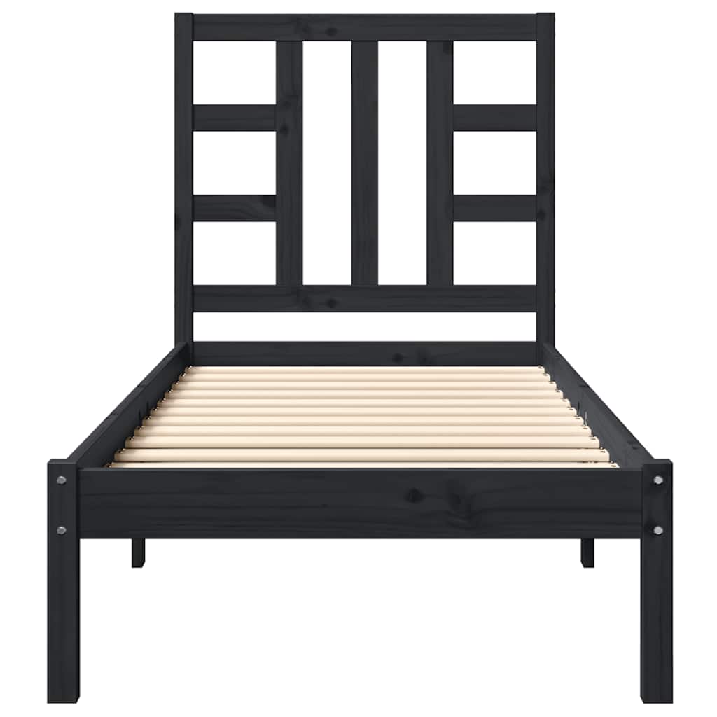 vidaXL Bed frame solid wood black 75x190 cm