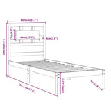 vidaXL Bedframe massief hout zwart 75x190 cm