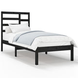 vidaXL Bedframe massief hout zwart 75x190 cm