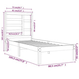 vidaXL Bedframe massief hout zwart 75x190 cm