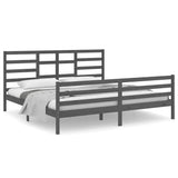 vidaXL Bedframe massief hout grijs 200x200 cm
