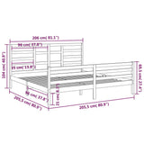 vidaXL Bedframe massief hout grijs 200x200 cm