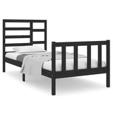 vidaXL Bedframe massief hout zwart 75x190 cm