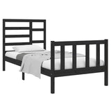 vidaXL Bedframe massief hout zwart 75x190 cm