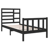 vidaXL Bedframe massief hout zwart 75x190 cm
