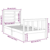 vidaXL Bedframe massief hout zwart 75x190 cm