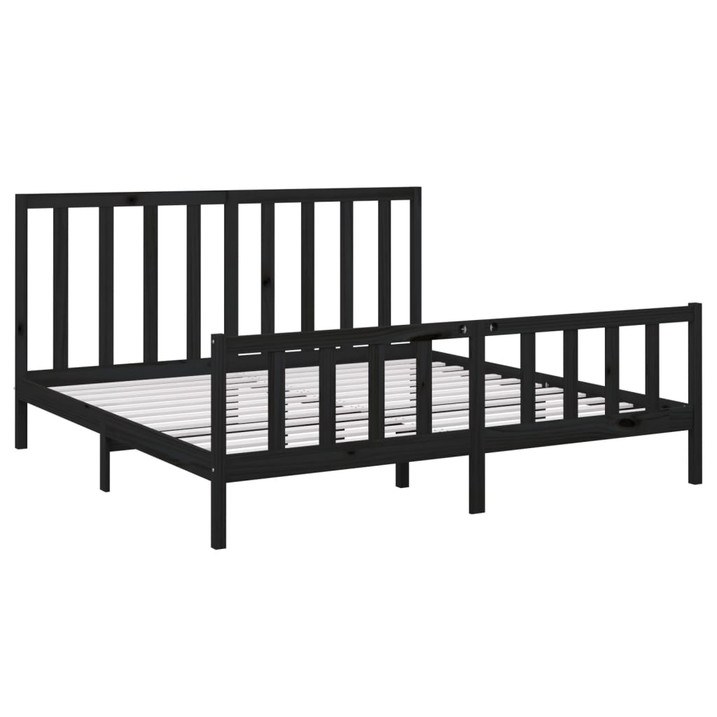 vidaXL Bedframe massief grenenhout zwart 180x200 cm