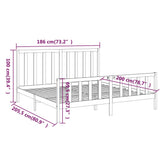 vidaXL Bedframe massief grenenhout zwart 180x200 cm