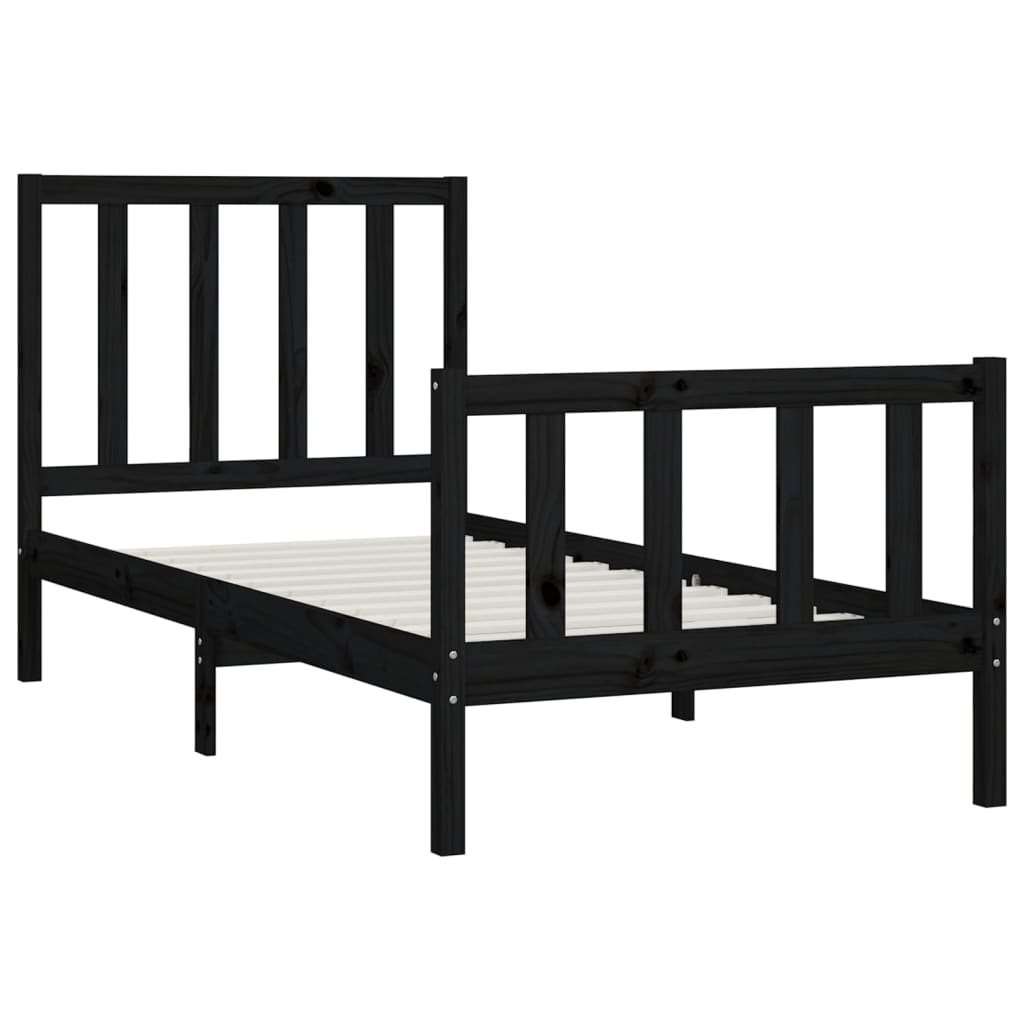 vidaXL Bed Frame Solid Wood Black 180x200 cm