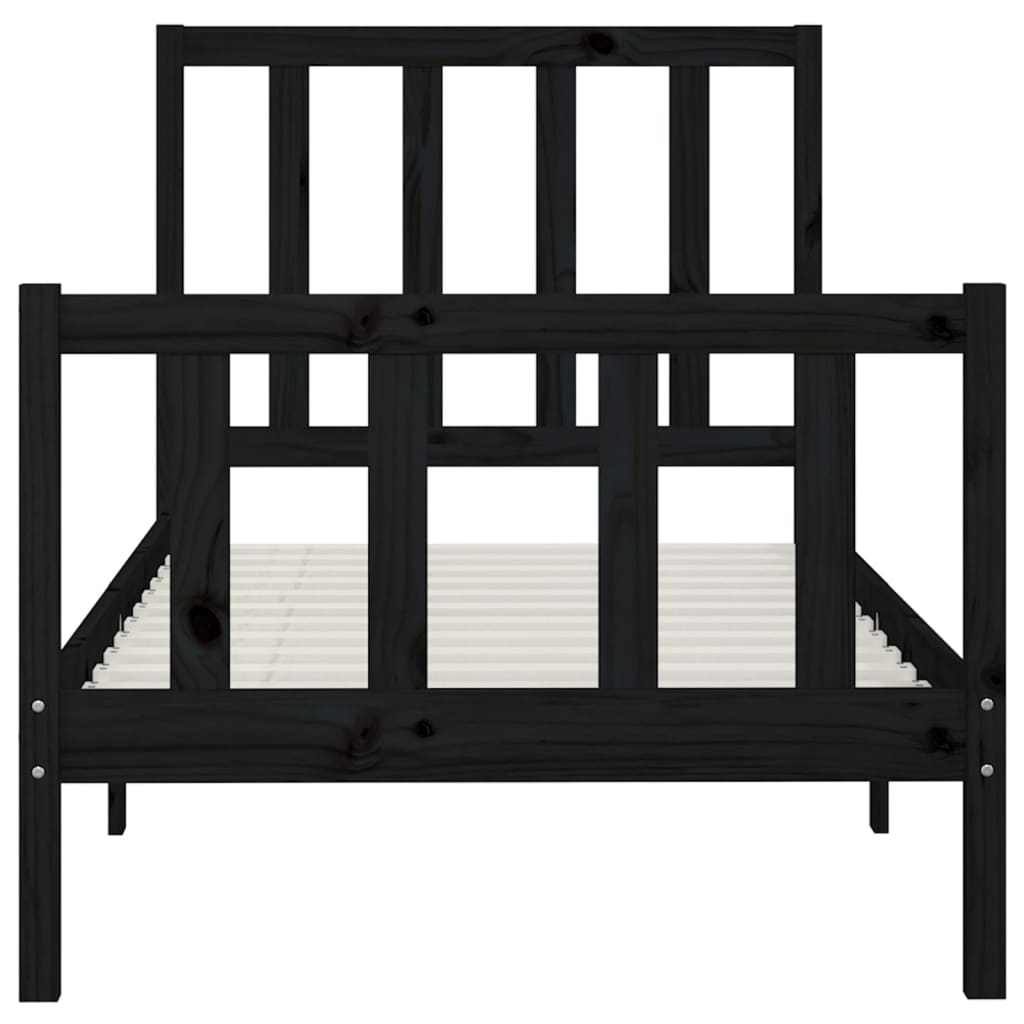 vidaXL Bed Frame Solid Wood Black 180x200 cm