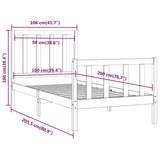 vidaXL Bed Frame Solid Wood Black 180x200 cm