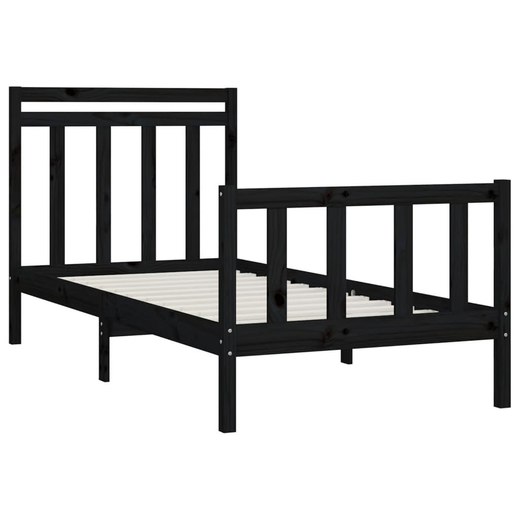 vidaXL Bed Frame Solid Pine Wood Black 100x200 cm