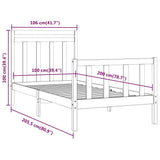 vidaXL Bed Frame Solid Pine Wood Black 100x200 cm