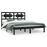vidaXL Cadre de lit massif vert grenenhout noir 200x200 cm