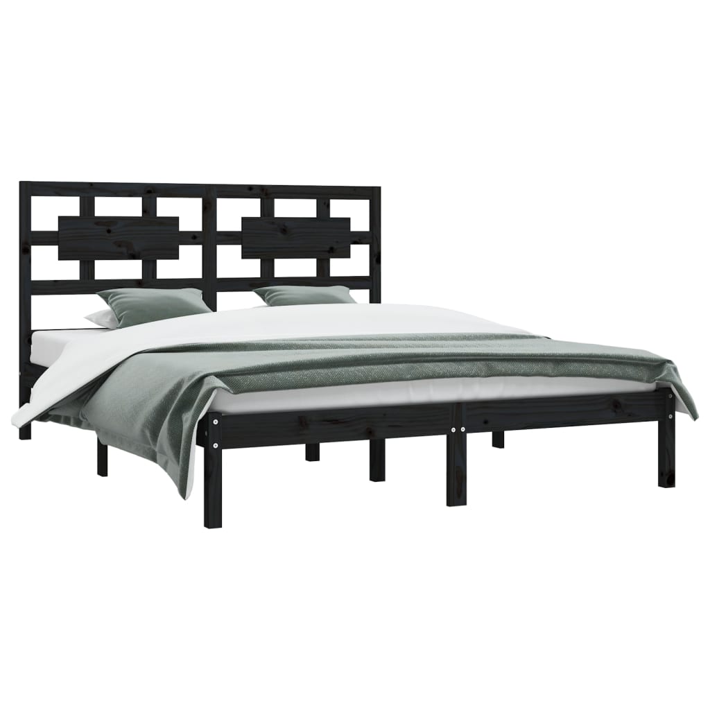 vidaXL Cadre de lit massif vert grenenhout noir 200x200 cm