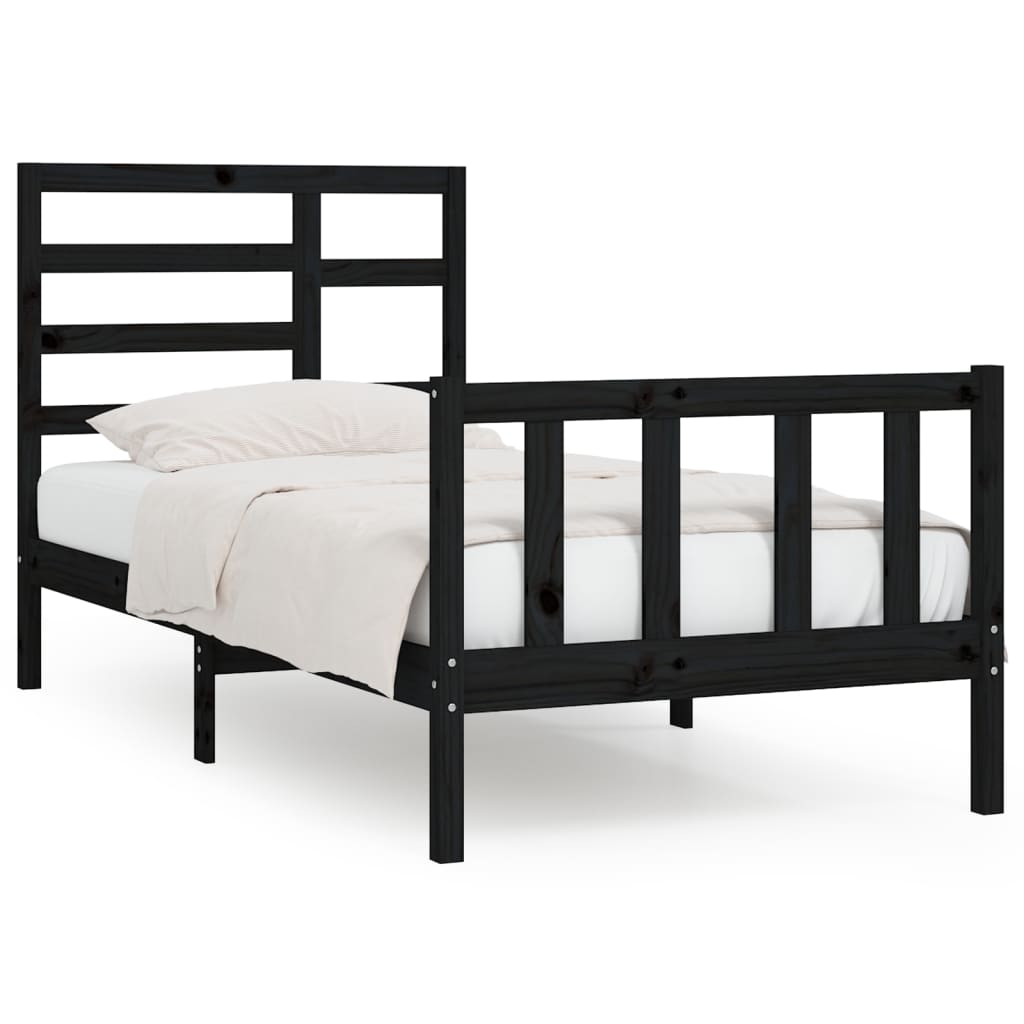 vidaXL Bedframe massief hout zwart 180x200 cm