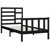 vidaXL Bedframe massief hout zwart 180x200 cm