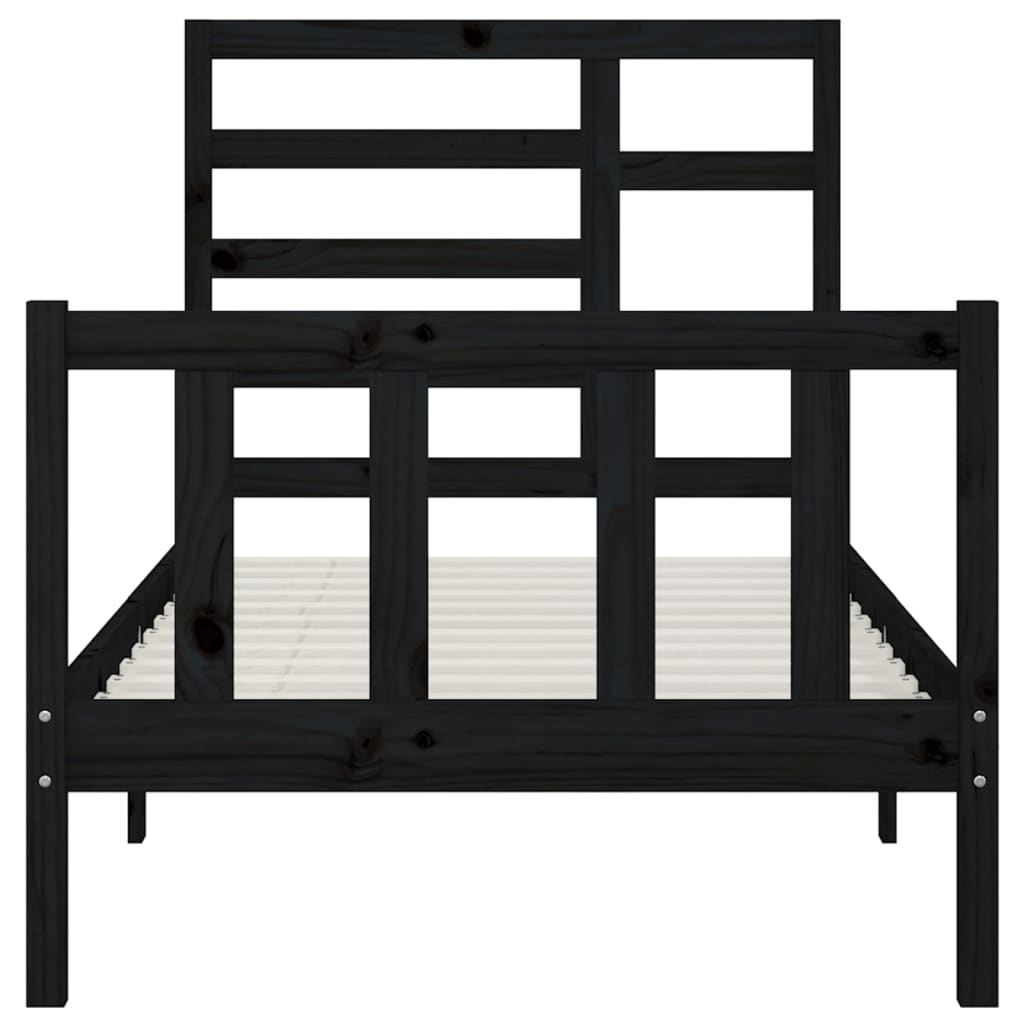 vidaXL Bedframe massief hout zwart 180x200 cm