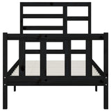 vidaXL Bedframe massief hout zwart 180x200 cm
