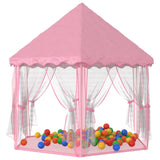vidaXL Prinsessenspeeltent met 250 Ballen 133x140 cm roze
