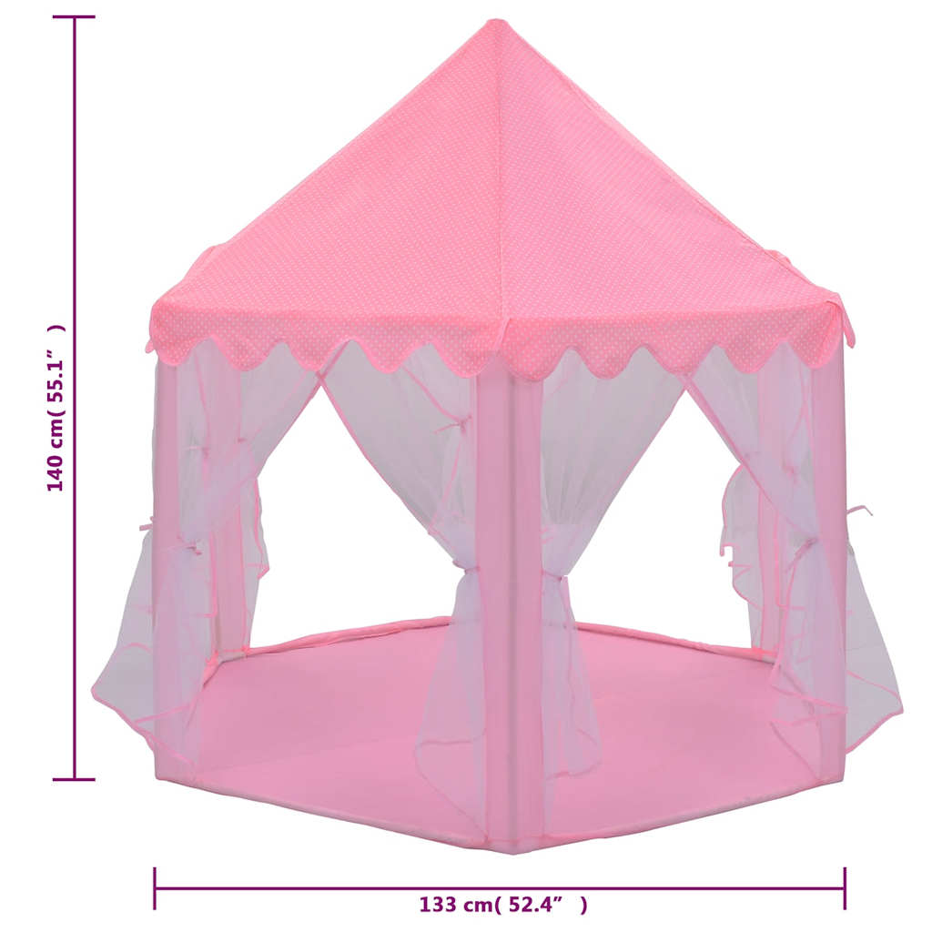 vidaXL Prinsessenspeeltent met 250 Ballen 133x140 cm roze
