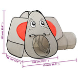 vidaXL Kinderspeeltent met 250 ballen olifant 174x86x101 cm grijs