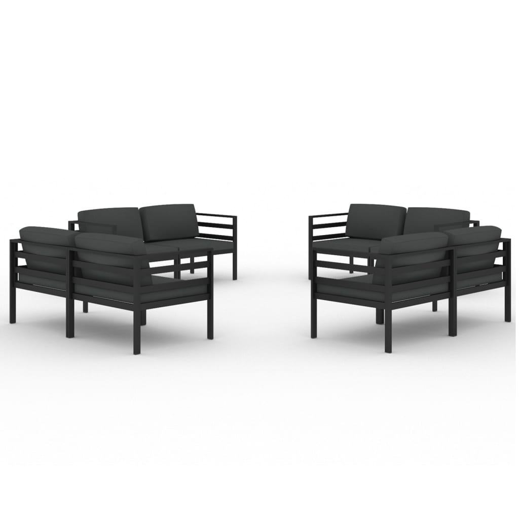vidaXL 8-delige Loungeset met kussens aluminium antracietkleurig