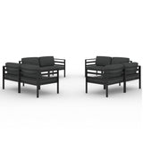 vidaXL 8-delige Loungeset met kussens aluminium antracietkleurig