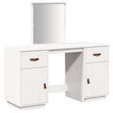 vidaXL Dressing Table Set with Mirror Solid Pine Wood White