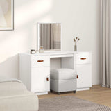 vidaXL Dressing Table Set with Mirror Solid Pine Wood White