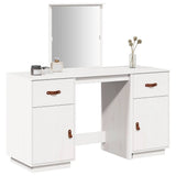 vidaXL Dressing Table Set with Mirror Solid Pine Wood White