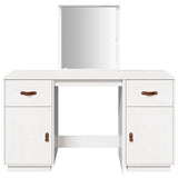 vidaXL Dressing Table Set with Mirror Solid Pine Wood White