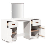 vidaXL Dressing Table Set with Mirror Solid Pine Wood White