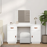 vidaXL Dressing Table Set with Mirror Solid Pine Wood White