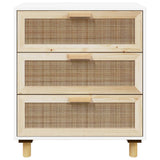 vidaXL Dressoir 60x30x70 cm massief grenenhout en rattan wit
