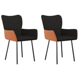 vidaXL Dining Chairs 2 pcs Fabric and Artificial Leather Black