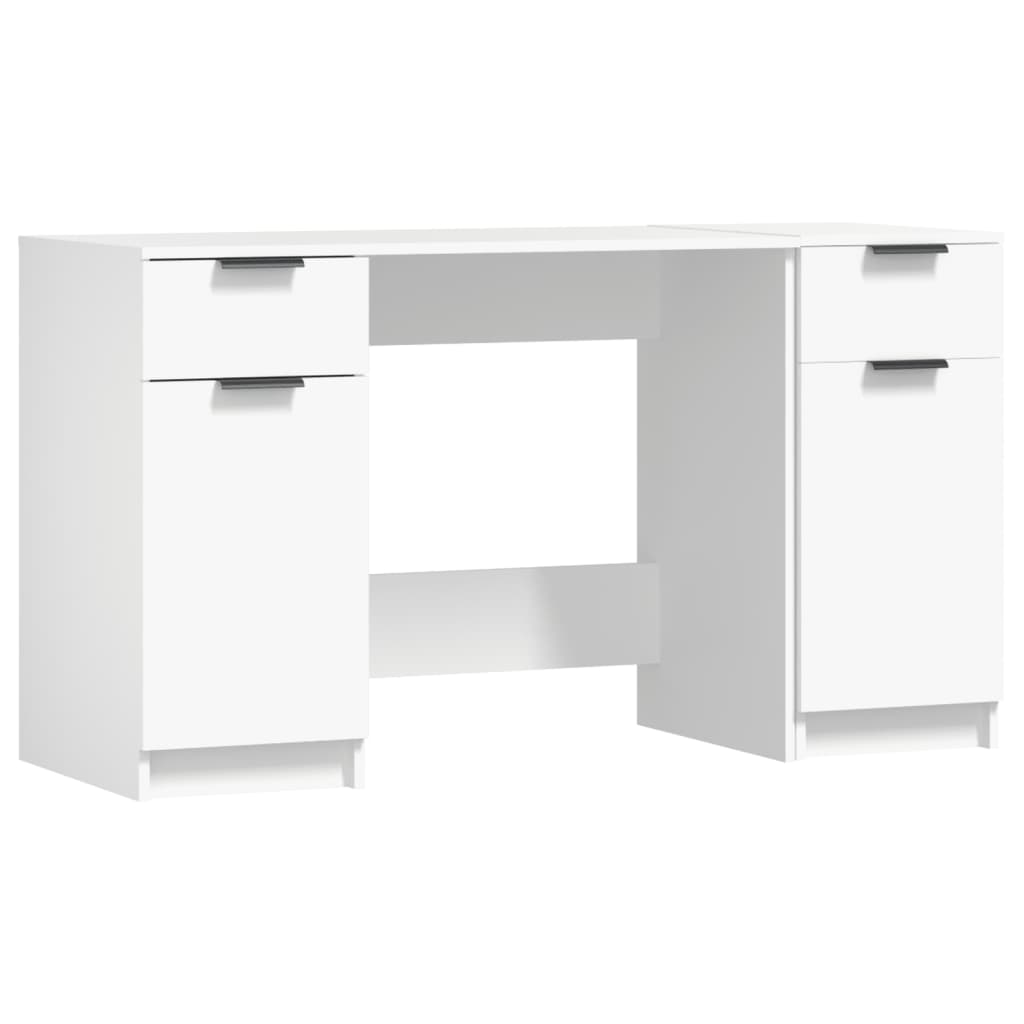 vidaXL Bureau met bijzetkast bewerkt hout wit