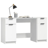 vidaXL Bureau met bijzetkast bewerkt hout wit