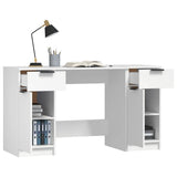 vidaXL Bureau met bijzetkast bewerkt hout wit