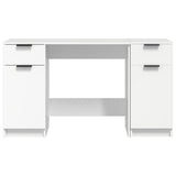 vidaXL Bureau met bijzetkast bewerkt hout wit