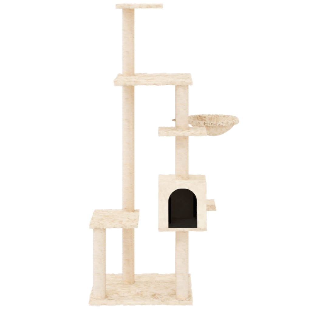 vidaXL Cat tree with sisal scratching posts 142 cm cream