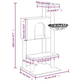 vidaXL Cat Tree with Sisal Scratching Posts 108.5 cm Cream