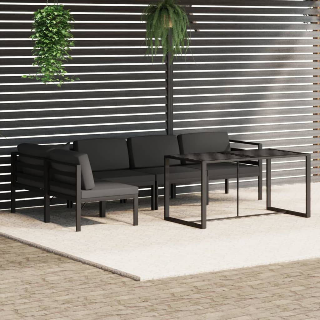 vidaXL 6-delige Loungeset met kussens aluminium antracietkleurig